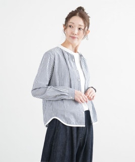DANA FANEUIL(ダナファヌル) コットンストライプシャツ トップス ブラウス 長袖 レディース [D-6324105]
