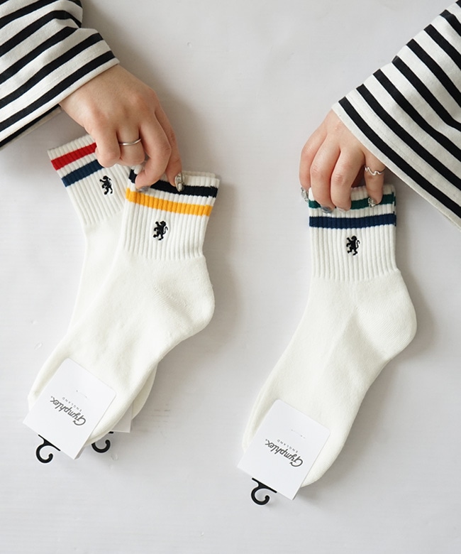 【SALE 10%OFF】[GY-H0280TCS]Gymphlex(ジムフレックス) COLOR LINE SOCKS/カラーラインソックス【メール便対応可】[25pr]