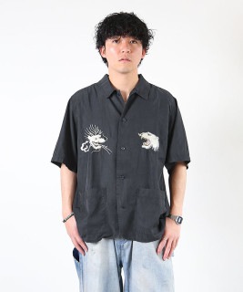 REMI RELIEF(レミレリーフ) キュプラ綿ツイル S/S SHIRT (刺繍龍) ショートスリーブシャツ メンズ トップス ボタンシャツ [RN26349015]