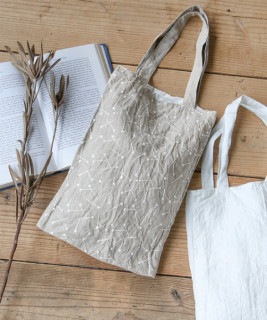 【SALE 10%OFF】[P02401]prit(プリット)リネンマチ針刺繍×リネン 切替トート セール