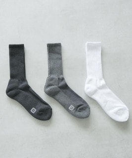 【SALE 50%OFF】hobo(ホーボー) 3P PILE CREW SOCKS C/N/PU 3Pパイルクルーソックス 靴下 メンズ セール [HB-SO4402]