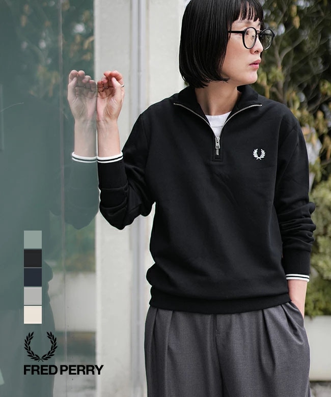 【美品】FRED PERRY フレッド・ペリー ハーフジップスウェット S 黒 000000023219_X3q6PZh.jpg