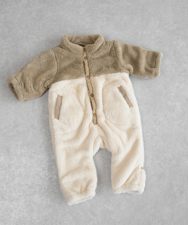 【SALE 50%OFF】[P426014]p.premier(ピードットプルミエ)/F.O.KIDS(エフオーキッズ)カラーブロックファーフリースベビージャンプスーツ カバーオール 70cm 80cm セール
