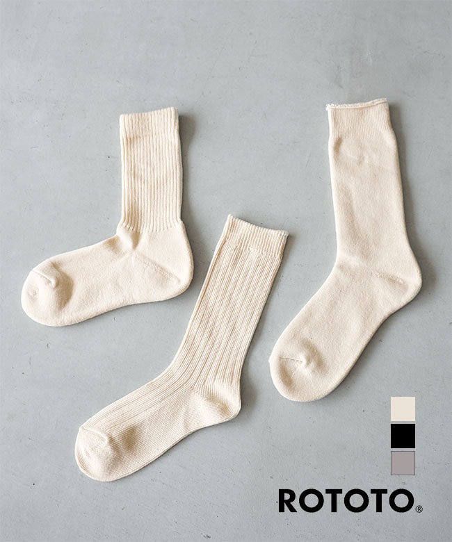 [R1123] ROTOTO (ロトト) ORGANIC DAILY 3 PACK CREW SOCKS オーガニックデイリー クルーソックス 3足パック