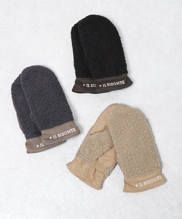 ◇【国内正規販売店】[54242309482]IL BISONTE(イルビゾンテ) 【2024 AUTUMN WINTER COLLECTION】 ミトン 手袋 ボア