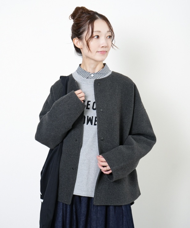 独特の上品 DORMEUIL 極美品】 × グレー ヘリンボーン ロングコート 五大陸 ジャケット・アウター