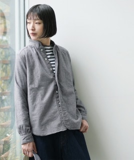 【SALE 50%OFF】DANA FANEUIL(ダナファヌル) 甘撚りオーガニックコットンビエラシャツ ブラウス 長袖 ボタン セール [D-6124404]