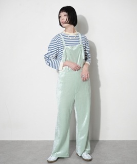 【SALE 50%OFF】[MEY-1927]MEYAME(メヤメ) VELOUR SALOPETTE ベロアサロペット パンツ オーバーオール レディース セール