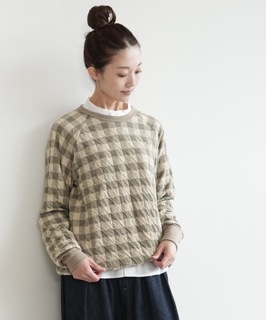 【SALE 50%OFF】NATURAL LAUNDRY(ナチュラルランドリー) 接結GMラグランプルオーバー ギンガムチェック セール [7245C-016]