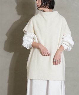 [DR-FR2101TV]FIRMUM(フィルマム) ウール&コットン・接結二重編みボトルネックベスト レディース