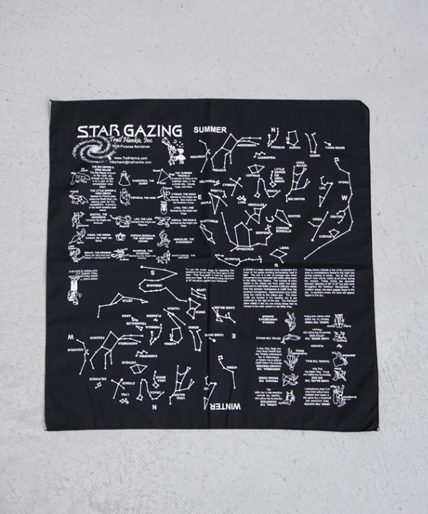 [STAR-GAZING]TRAIL HANKIE(トレイルハンキー) STAR GAZING 星座柄 バンダナ 雑貨 【メール便対応】