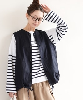 【SALE 50%OFF】[P81506]prit(プリット) 別注カラーあり 80/2オックス 裾ヒモベスト トップス レディース セール