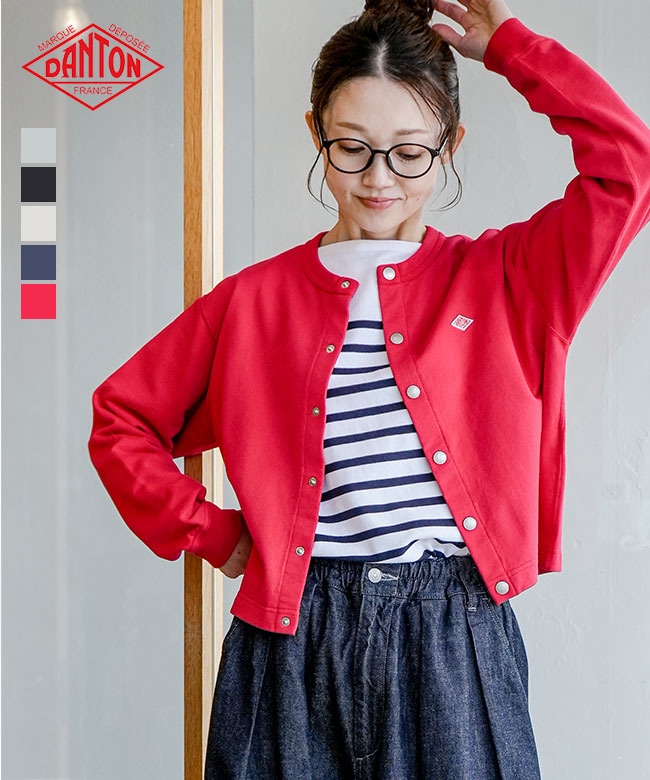 ◇[DT-C0405CIN]DANTON(ダントン) ウィメンズ コットンテリー クルーネックカーディガン WOMEN'S COTTON TERRY CREW NECK CARDIGAN レディース トップス