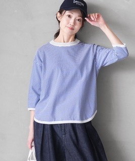 BLUE LAKE MARKET(ブルーレイクマーケット) ヘムラウンドボーダープルオーバー Tシャツ [B-502014]