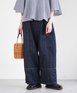 Brocante(ブロカント)別注 10ozムラデニムトヌーロングパンツ ワイドパンツ イージーパンツ ボトムス レディース [33-418D]