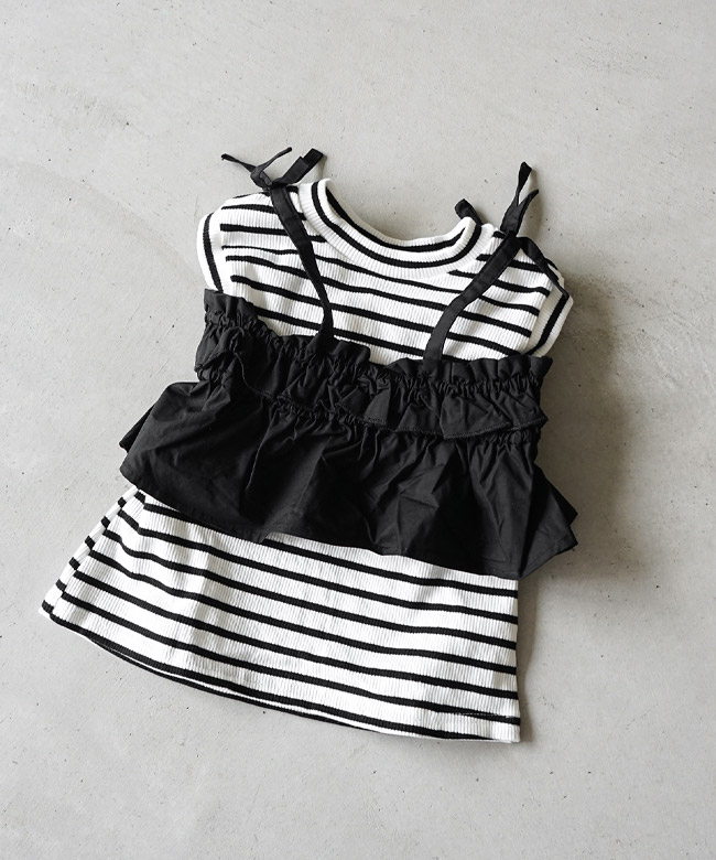 [P207055]p.premier(ピードットプルミエ)/F.O.KIDS(エフオーキッズ) フリルビスチェ＆トップスセット 90 100 110 120 130 140サイズ【メール便対応可】