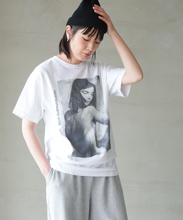 [JT252C01]JOHNBULL(ジョンブル)Bjork Tshirt ビョークトップス 半袖 カットソー レディース グラフィック 古着風 ヴィンテージライク