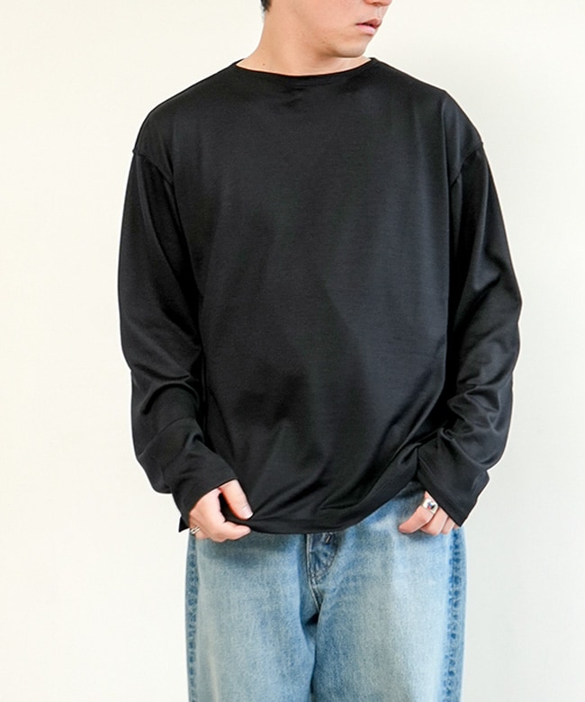 【美品】caledoor カレドアー メリノ長袖カットソー ロンT ウール 黒 000000025215_UhvS4to.jpg