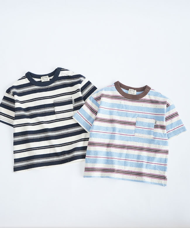 [R207265]F.O.KIDS(エフオーキッズ) マルチボーダーワイドTシャツ 半袖 トップス 90・100・110・120・130・140・150サイズ 【メール便対応可】