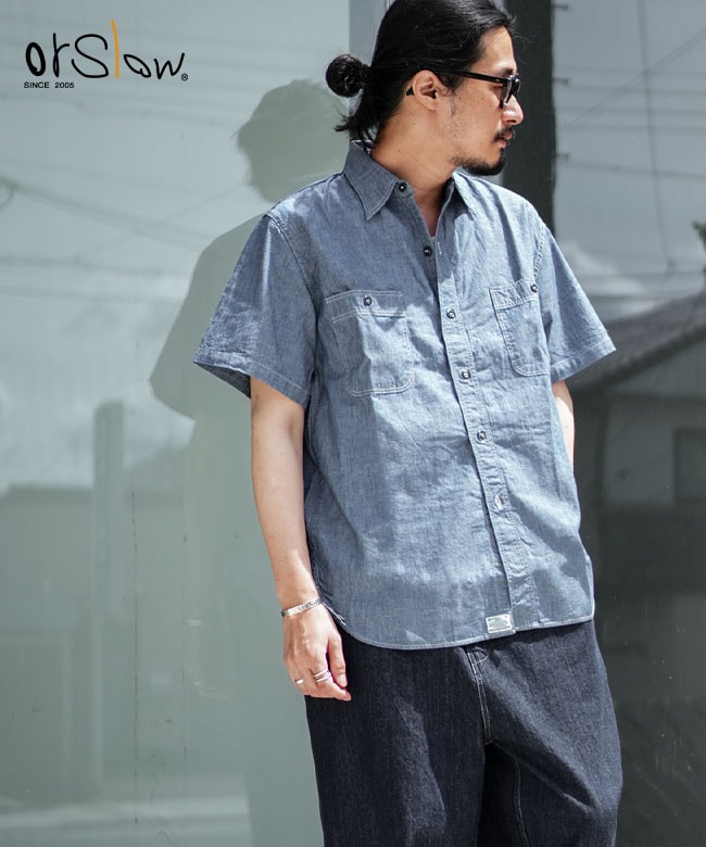 orSlow(オアスロウ) SHORT SLEEVE CHAMBRAY WORK SHIRT ショート