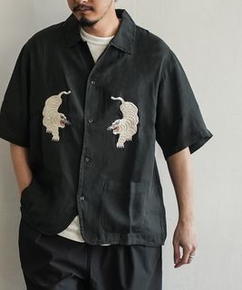 REMI RELIEF(レミレリーフ) レーヨンツイル スカ柄 S/S SHIRT ショートスリーブ シャツ メンズ トップス ボタンシャツ 半袖 刺繍 [RN28369019]