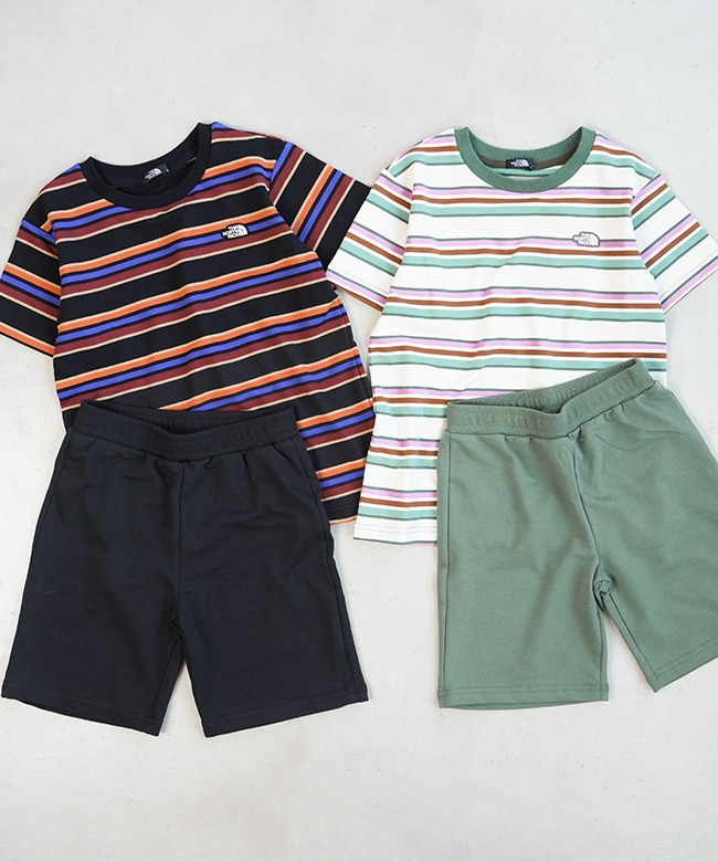 ◇[NTJ32436] THE NORTH FACE(ザ・ノース・フェイス) S/S Border Tent Tee ショートスリーブボーダーテントティー&ショート 130cm・140cm・150cm/キッズ