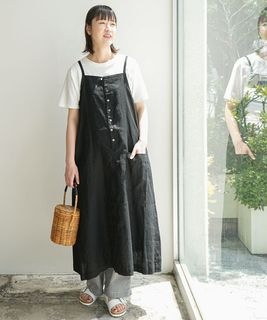 【SALE 50%OFF】[25SK013A]FURALI(フラリ) リネンスリップスカート キャミワンピース ジャンパースカート レディース スカート リネンキャンバス セール