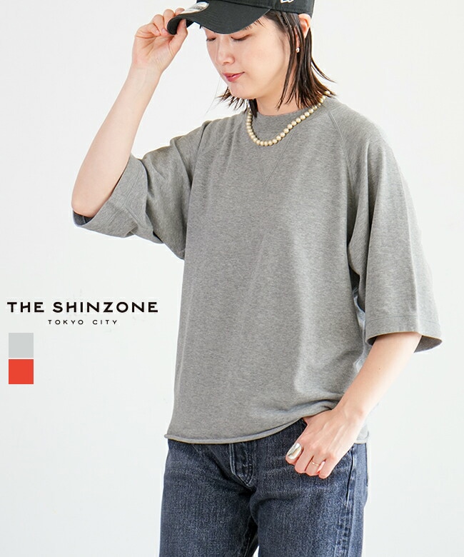THE SHINZONE(ザ シンゾーン) HALFSLEEVE W GAZETTE PO インレイハーフスリーブ スェットTシャツ トップス レディース【メール便対応可】 [25SMSCU03]