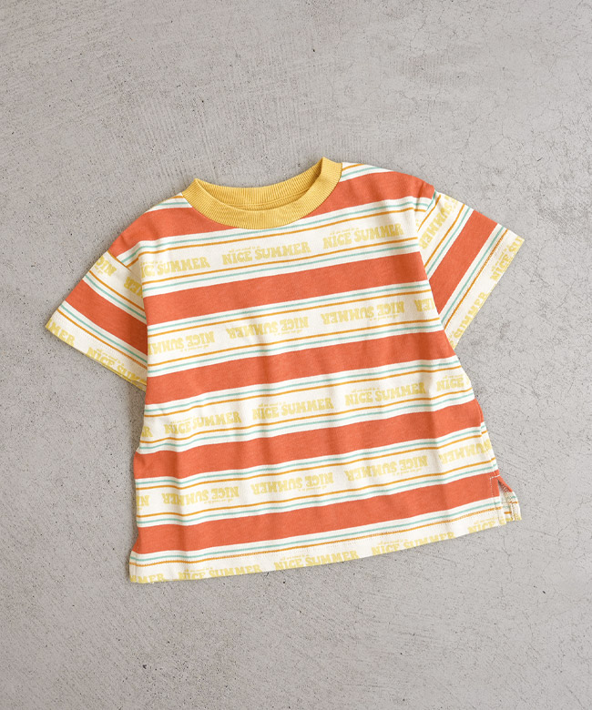 [P307095]p.premier(ピードットプルミエ)/F.O.KIDS(エフオーキッズ) 夏だいすきロゴボーダーTシャツ 半袖 トップス 90 100 110 120 130 140サイズ 【メール便対応可】