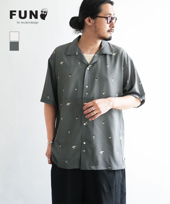[F-25027557]modem design/FUN(モデムデザイン/ファン)  OJI HOBBY SHIRTS おじホビーシャツ メンズ トップス アロハシャツ 半袖 オープンカラー 開襟シャツ【メール便対応可】