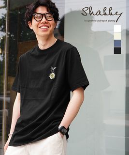 【SALE 50%OFF】ALLOWED TO UNFOLD/Shabby(アロウド トゥ アンフォールド/シャビー) シャビー胸花刺繍Tee メンズ トップス 半袖 Tシャツ クルーネック ワンポイント【メール便対応可】 セール [SHA-252-02]