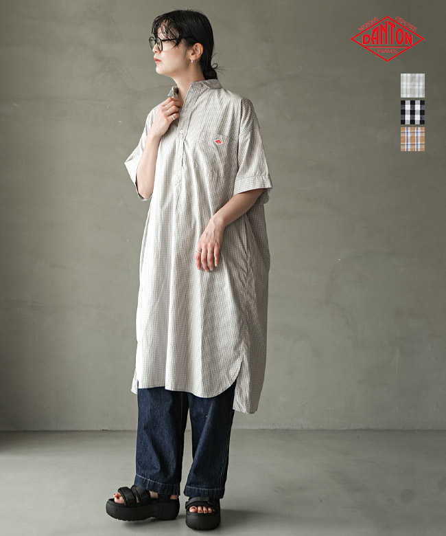 ◇DANTON(ダントン) P.O DRESS S/S プルオーバードレス ショートスリーブ シャツワンピース レディース [JD-3655CPP]