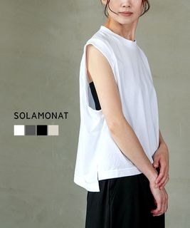 【SALE 50%OFF】◇SOLAMONAT(ソラモナ) ジェラート天竺 脇開きタンクトップ トップス ノースリーブ プルオーバー Tシャツ【メール便対応可】【日本製】 セール [SMA-JT-AKITK]
