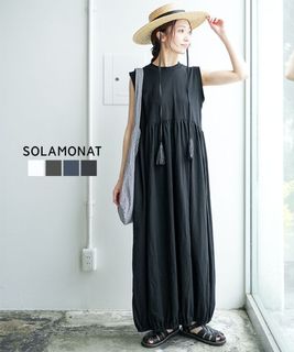 【SALE 30%OFF】◇SOLAMONAT(ソラモナ) ジェラート天竺 バルーンタンクワンピース ロング マキシ カットソー Tシャツ生地【日本製】 [SMA-JT-BLOP] セール