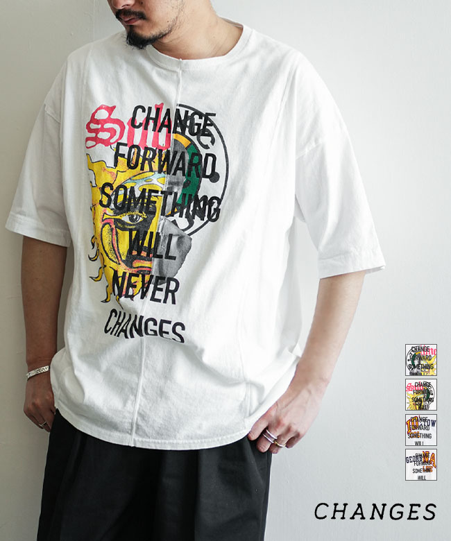 【SALE 20%OFF】[CH1069]CHANGES (チェンジーズ) REMAKE TEE リメイクTシャツ メンズ トップス カットソー 半袖 クルーネック プリントT[25pr]