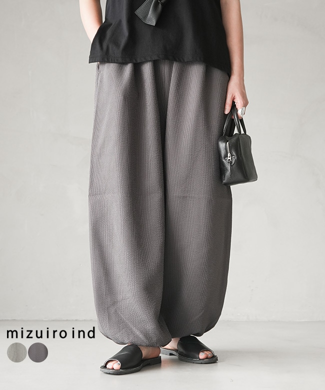 [2-260082]mizuiro ind(ミズイロインド) stripes drawstring easy PT ストライプ ドローストリング イージーパンツ【メール便対応可】