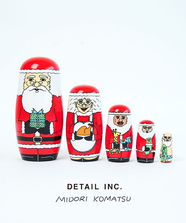 [3415WME]DETAIL×MIDORI KOMATSU ワールド メリー クリスマス サンタマトリョーシカ 置物 インテリア