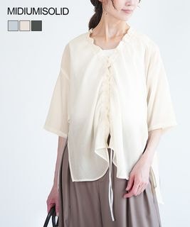 【SALE 50%OFF】MIDIUMISOLID(ミディウミソリッド) h/slv drawstring CD ドローストリング ブラウス 羽織り 【メール便対応可】 セール [2-132220]
