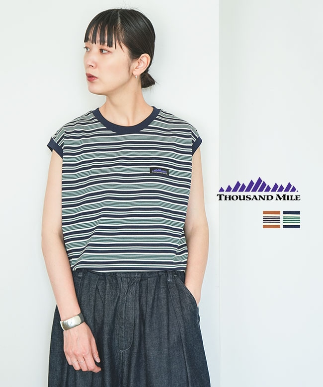 【SALE 20%OFF】[TM251BD00292]THOUSAND MILE(サウザンドマイル) フレンチスリーブティーボーダー FRENCH SLEEVE TEE BORDER Tシャツトップス【メール便対応可】[25pr]