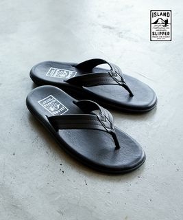 ISLAND SLIPPER(アイランドスリッパ) Classic Leather Black Thomg クラシックレザーブラック トングサンダル [PB202]