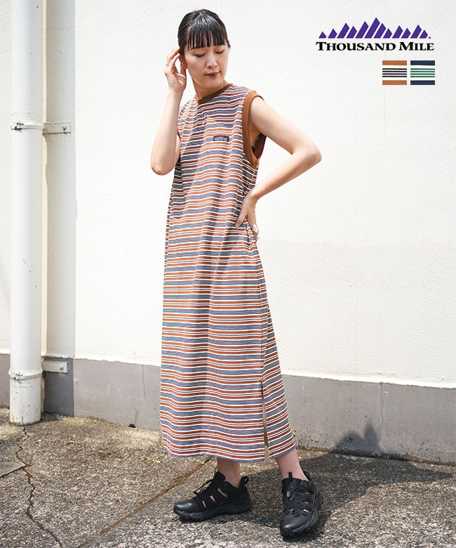 【SALE20%OFF】TM251BD00852]THOUSAND MILE(サウザンドマイル) フレンチスリーブワンピースボーダー FRENCH SLEEVE OP BORDER Tシャツワンピース[25pr]