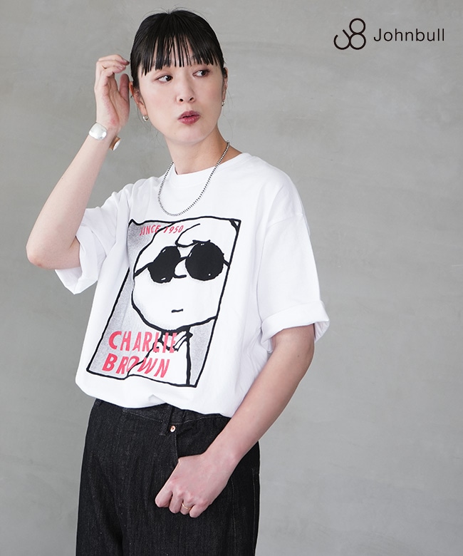 ✨新品✨ジョンブル PEANUTS CHARLIE BROWN SHADES T JT251C57]JOHNBULL(ジョンブル)PEANUTS Tシャツ CHARLIE BROWN
