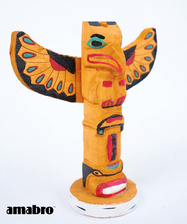 [2079]amabro(アマブロ) WOODEN CARVING TOTEM POLE タイプB ウッデンカービングトーテムポール 木製 置物