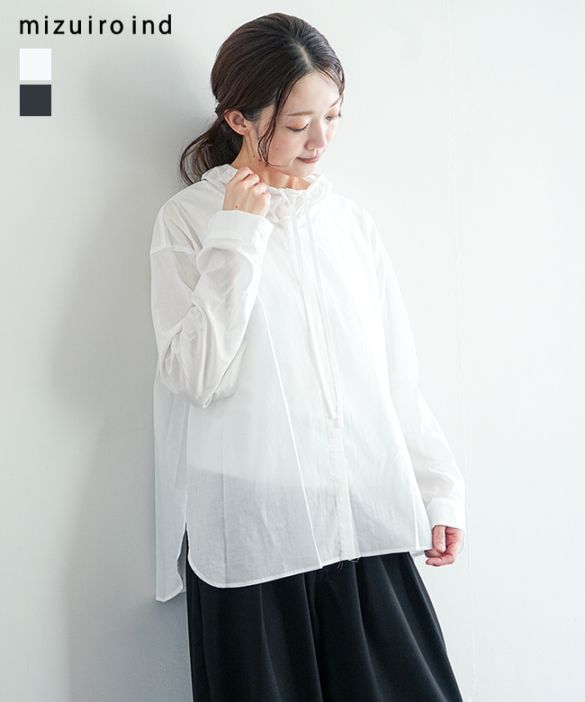 b380＊ ミズイロインド 後ろサイドタック ビッグサイズ ロングシャツ mizuiro ind｜MARcourt ONLINE STORE - マーコートオンライン