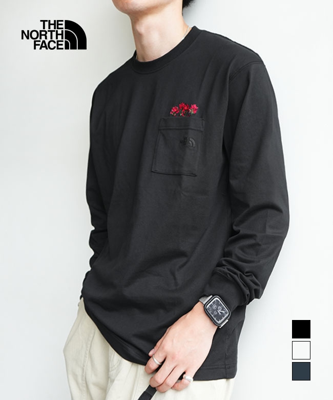 ◇[NT82535]THE NORTH FACE(ザ・ノース・フェイス) ロングスリーブフラッシュドライフラワーロゴティー メンズ トップス 長袖 Tシャツ 刺繍