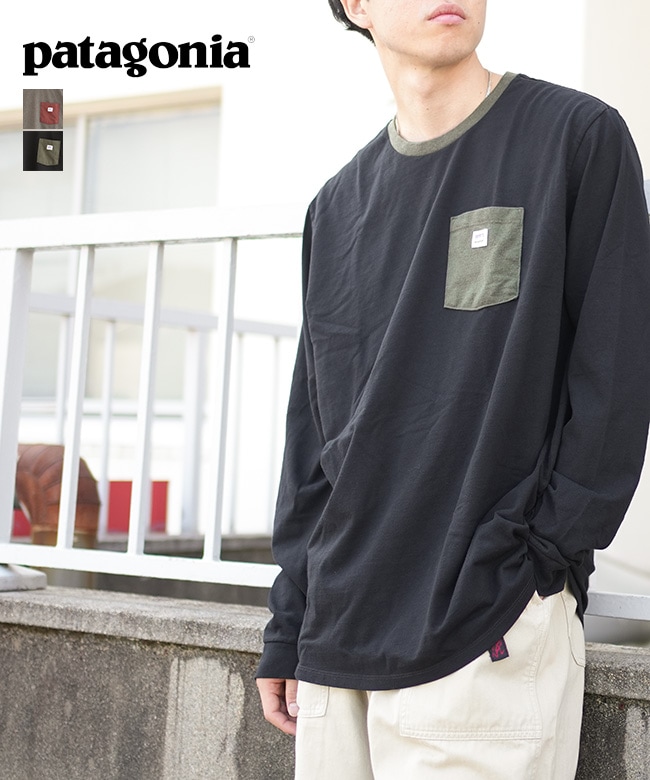 [37836]Patagonia(パタゴニア) メンズ・ロングスリーブ・ショップ・ステッカー・ポケット・レスポンシビリティー トップス カットソー 長袖 クルーネック ロンT ポケット