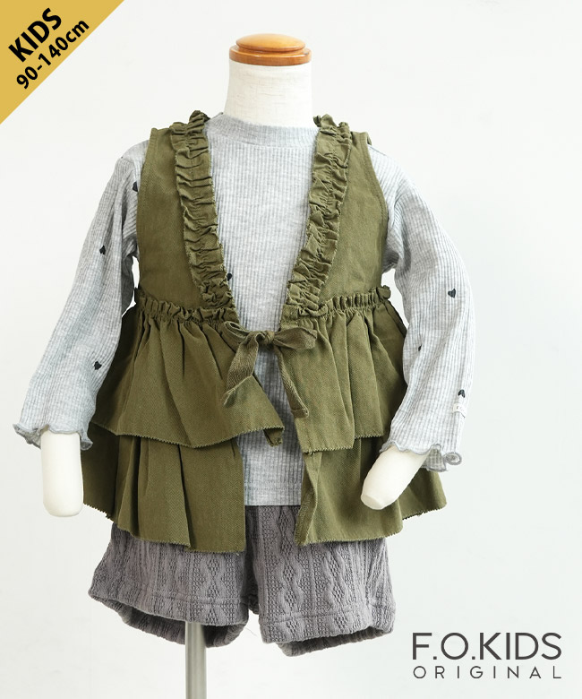 [R416015]F.O.KIDS(エフオーキッズ) GIRLS ベスト×ロンTセット トップス セットアイテム 長袖 90 100 110 120 130 140サイズ