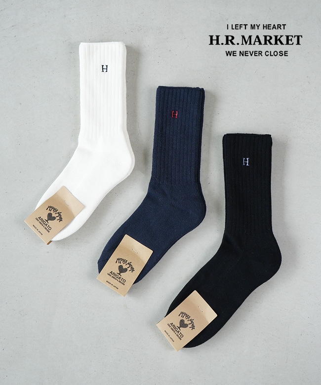 [1008442]HOLLYWOOD RANCH MARKET(ハリウッドランチマーケット) Hエンブロイダリー パイル クルーソックス 靴下