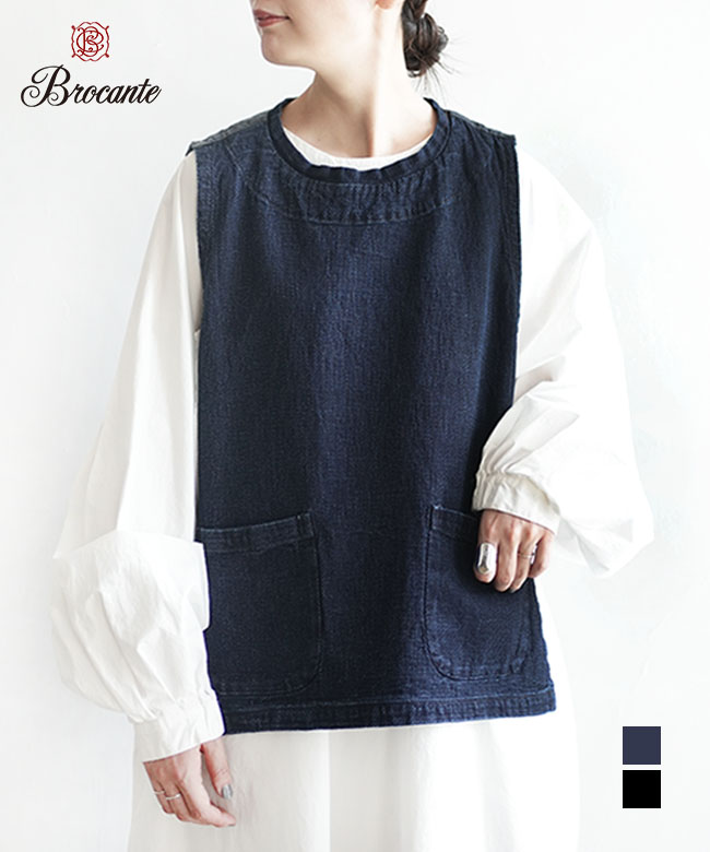 Brocante(ブロカント) ジャガードデニム ポッシュブトンジレ ベスト レディース トップス 異素材ドッキング [38-0279Z]
