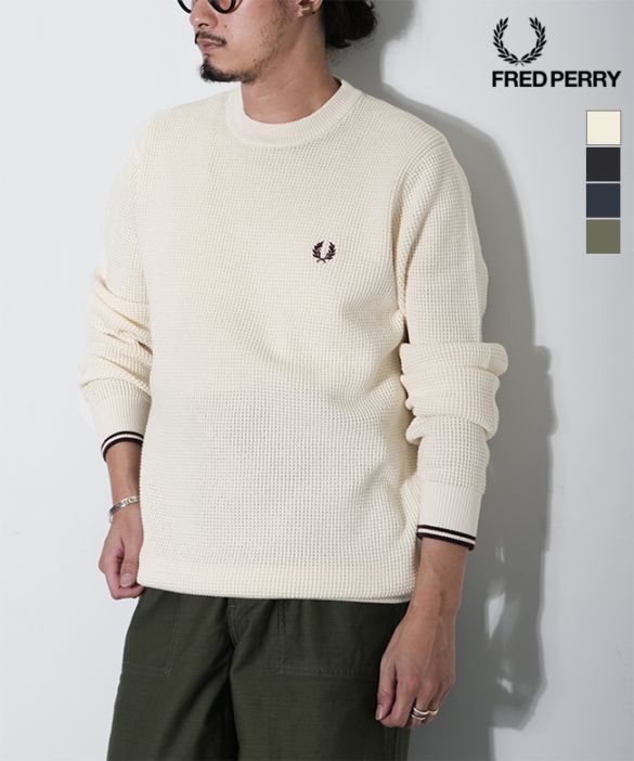 FRED PERRY 七分丈ニット　フレッドペリー K6507]FRED PERRY(フレッドペリー)ワッフルスティッチニット